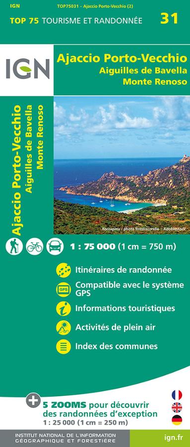 Ajaccio Porto Vecchio IGN TOP 75 TOP75Corse.