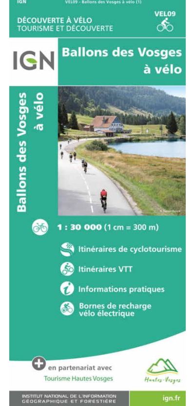 Ballons des Vosges à vélo - carte IGN