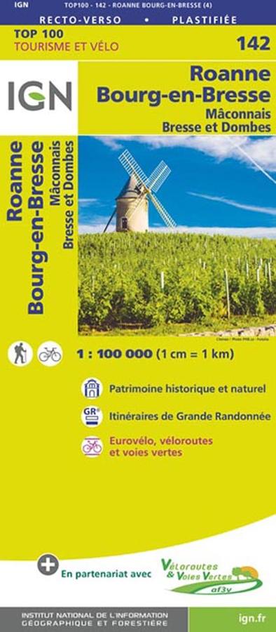 Carte IGN 142 Roanne Bourg en Bresse.