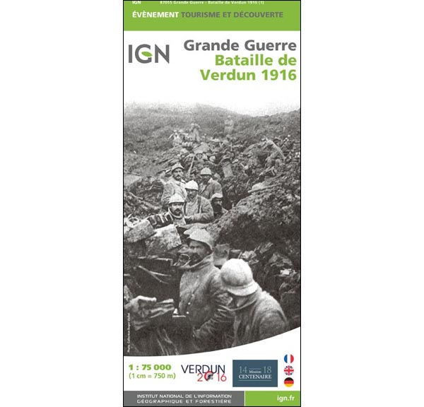 Carte IGN Grande Guerre Bataille de Verdun Verdun2016.