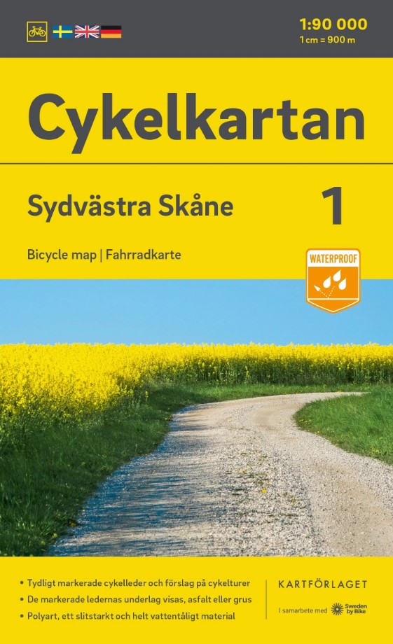 Carte cyclable Suede 1 Skane sud est.