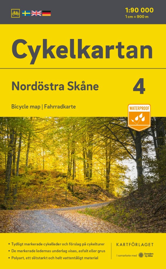 Carte cyclable Suede 4 Skane nord est.