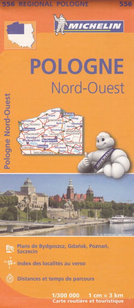 Carte de la Pologne Nord Ouest michelin.