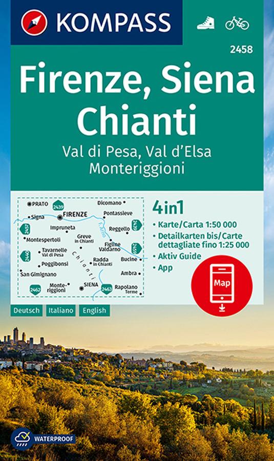 Carte de randonnee Chianti Florence et Sienne.