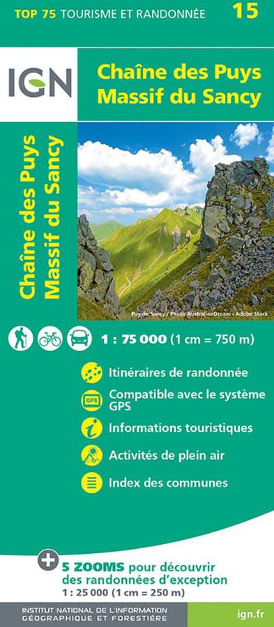 Chaîne des Puys - Massif du Sancy - carte IGN