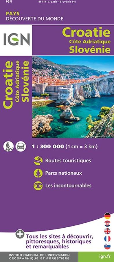 Croatie Cote Adriatique Slovenie carte IGN.
