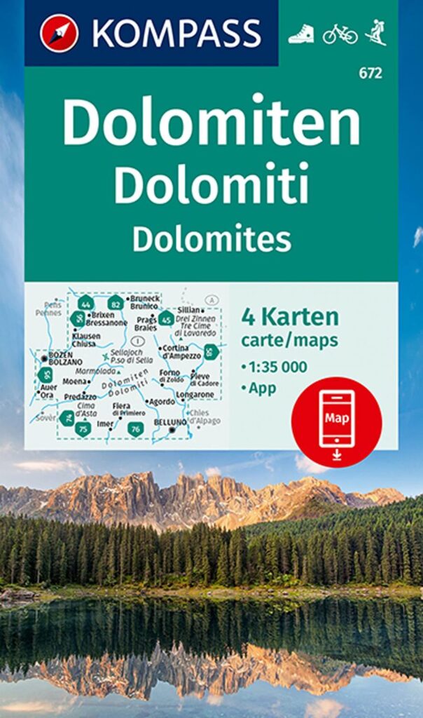 Dolomites - carte de randonnée Kompass 672