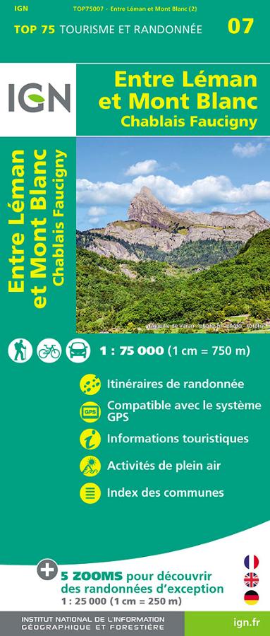 Entre Léman et Mont-Blanc - carte IGN TOP 75