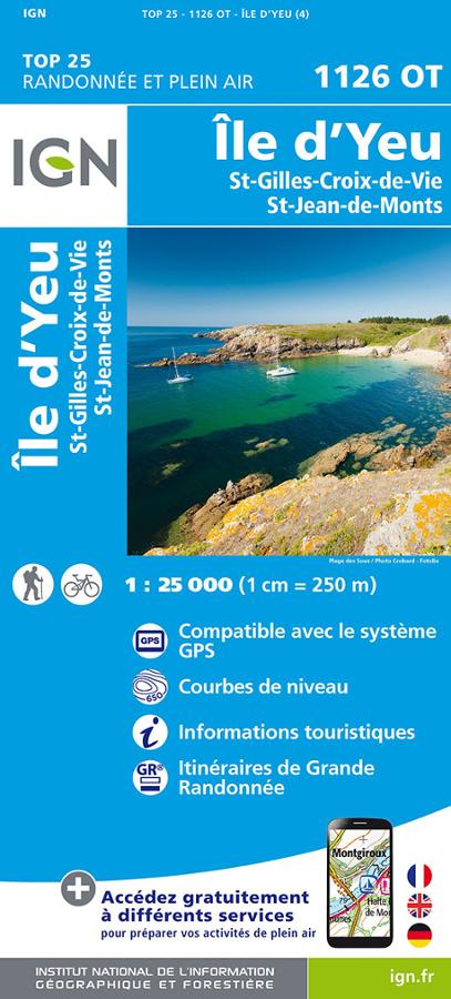 Ile d'Yeu - 1126 OT - Carte de randonnée IGN