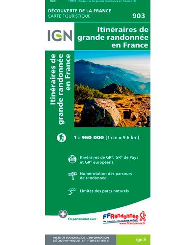 Itinéraires de Grande Randonnée en France - Carte IGN