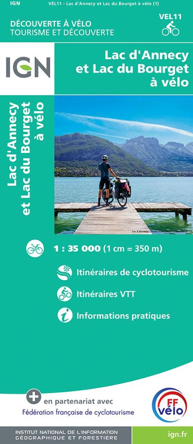 Lac d Annecy et lac du Bourget a velo carte IGN.