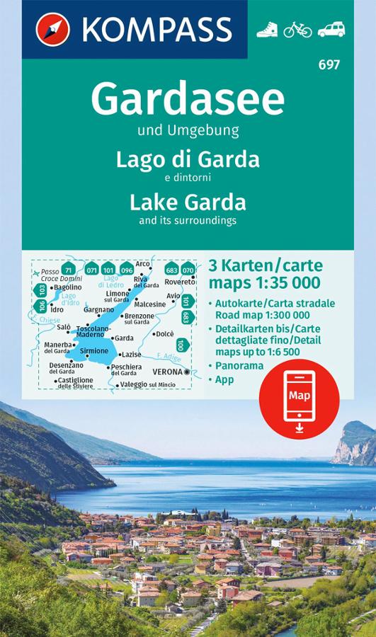 Lac de Garde carte randonnee Kompass.