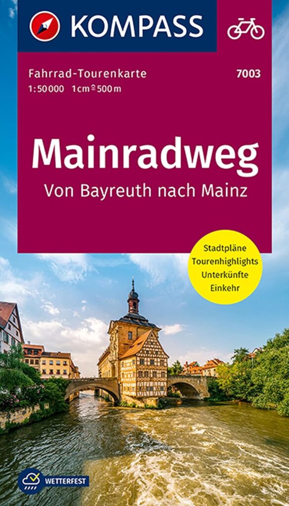Mainradweg de Bayreuth à Mainz - carte vélo 7003 Kompass