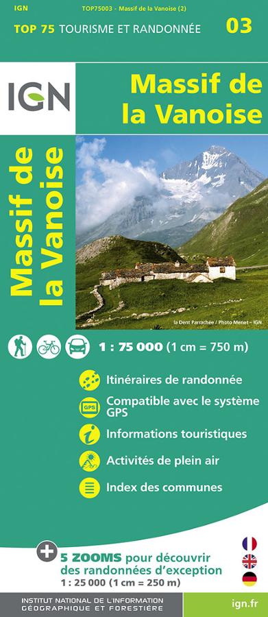 Massif de la Vanoise Carte IGN TOP75.