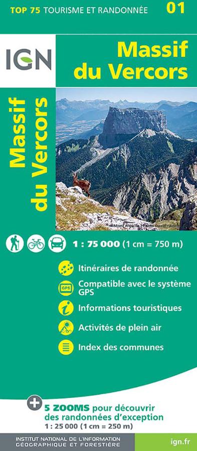 Massif du Vercors carte IGN.