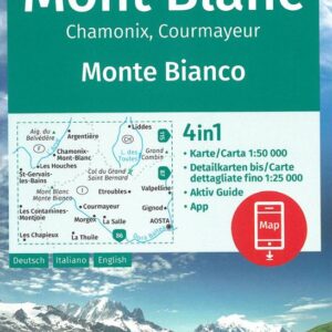 Mont Blanc Chamonix Courmayeur carte randonnee Kompass.