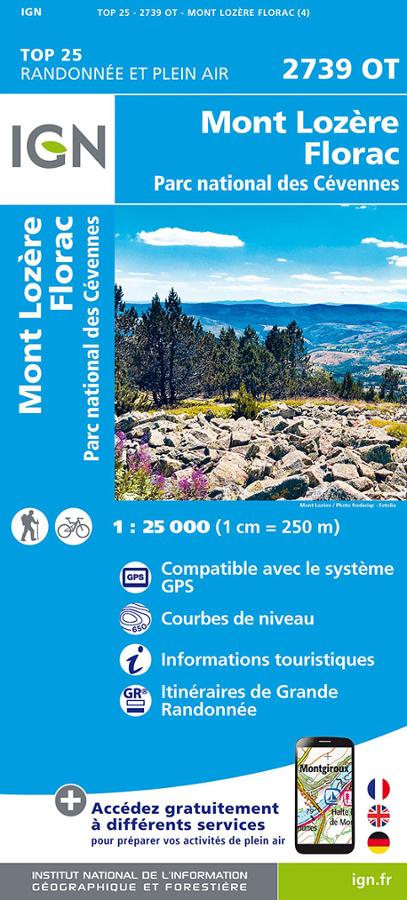 Mont Lozere Florac Carte IGN TOP.