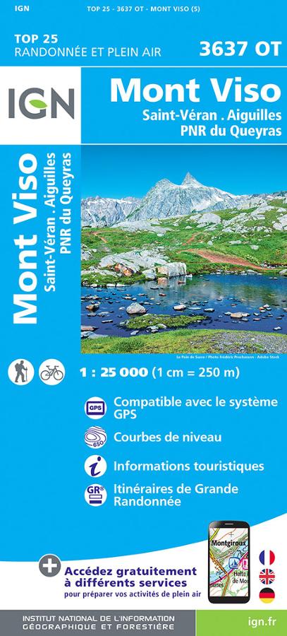 Mont Viso St Veran Aiguilles Carte IGN TOP.
