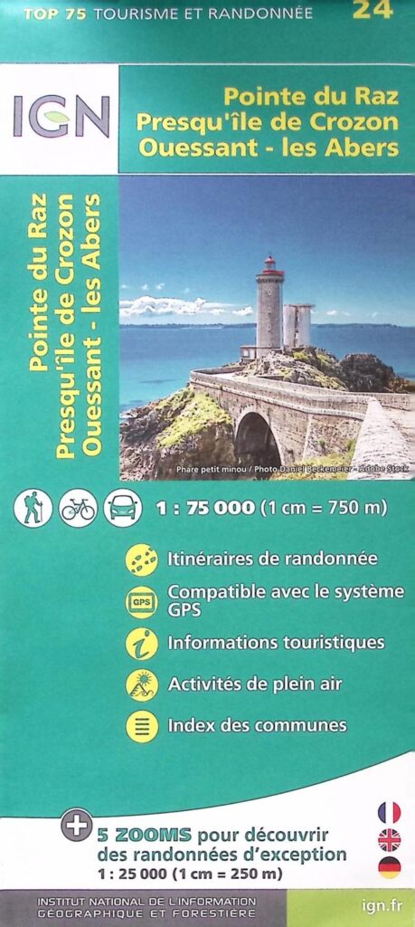 Pointe du Raz Presqu ile de Crozon carte IGN IGNRAZ.