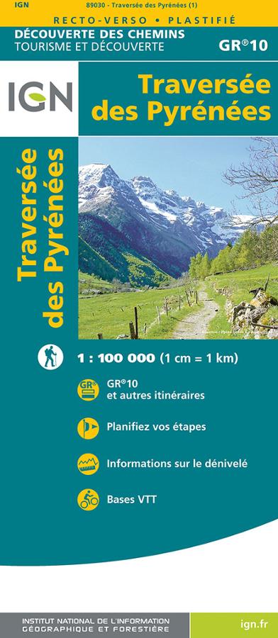 Traversée des Pyrénées - GR10 - Carte IGN