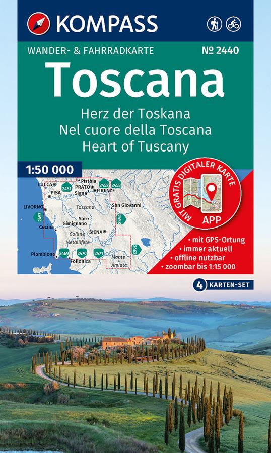 Lot de cartes Kompass Toscana – Toscane