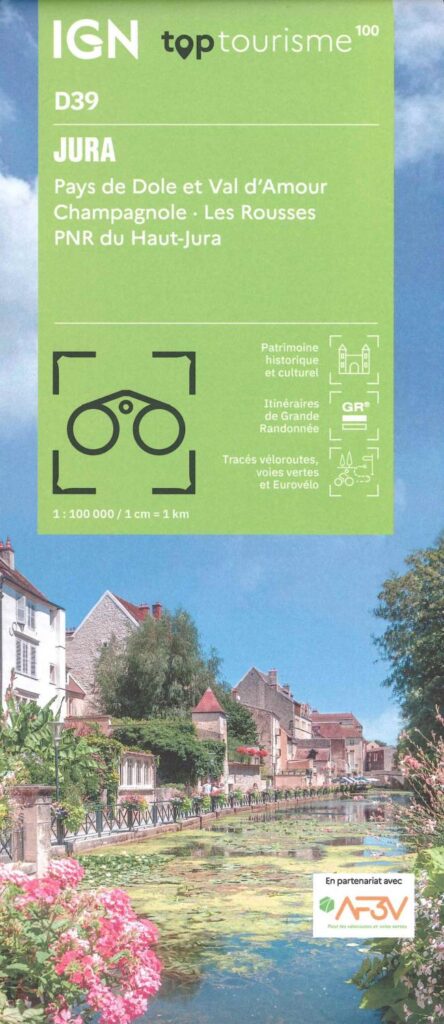 Carte Jura - Pays de Dole, Val d'Amour, PNR du Haut-Jura IGN TOP 100