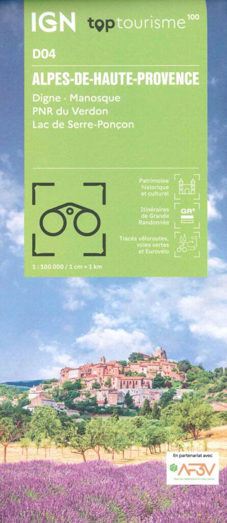 Carte Alpes de Haute Provence - Digne, Manosque, PNR du Verdon IGN TOP 100