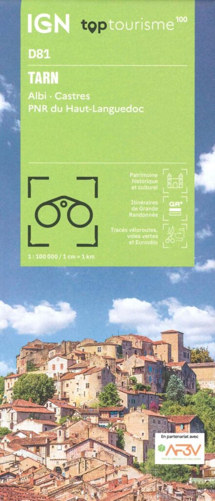 Carte Tarn - Albi, Castres, PNR du Haut-Languedoc IGN TOP 100