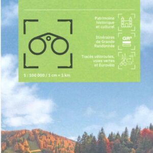 Découvrez les Vosges avec cette carte top100. Retrouvez les points d'intérêts, les véloroutes, voies vertes, GR et voies routières.