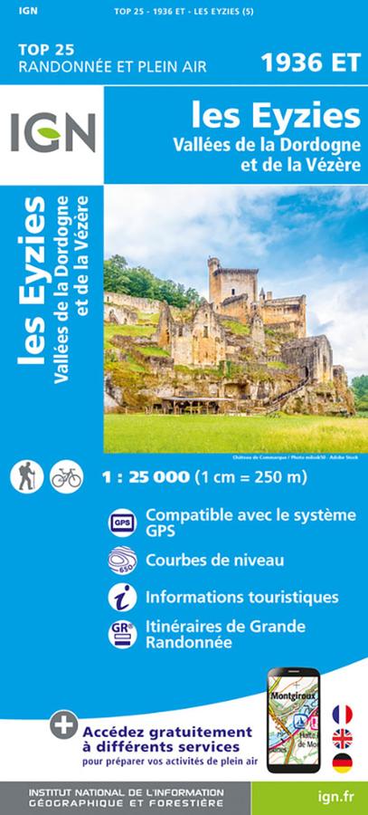 carte IGN TOP 25 Eyzies