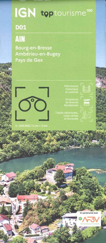 Carte IGN Ain à pied et à vélo - D01 - Echelle 1/100 000