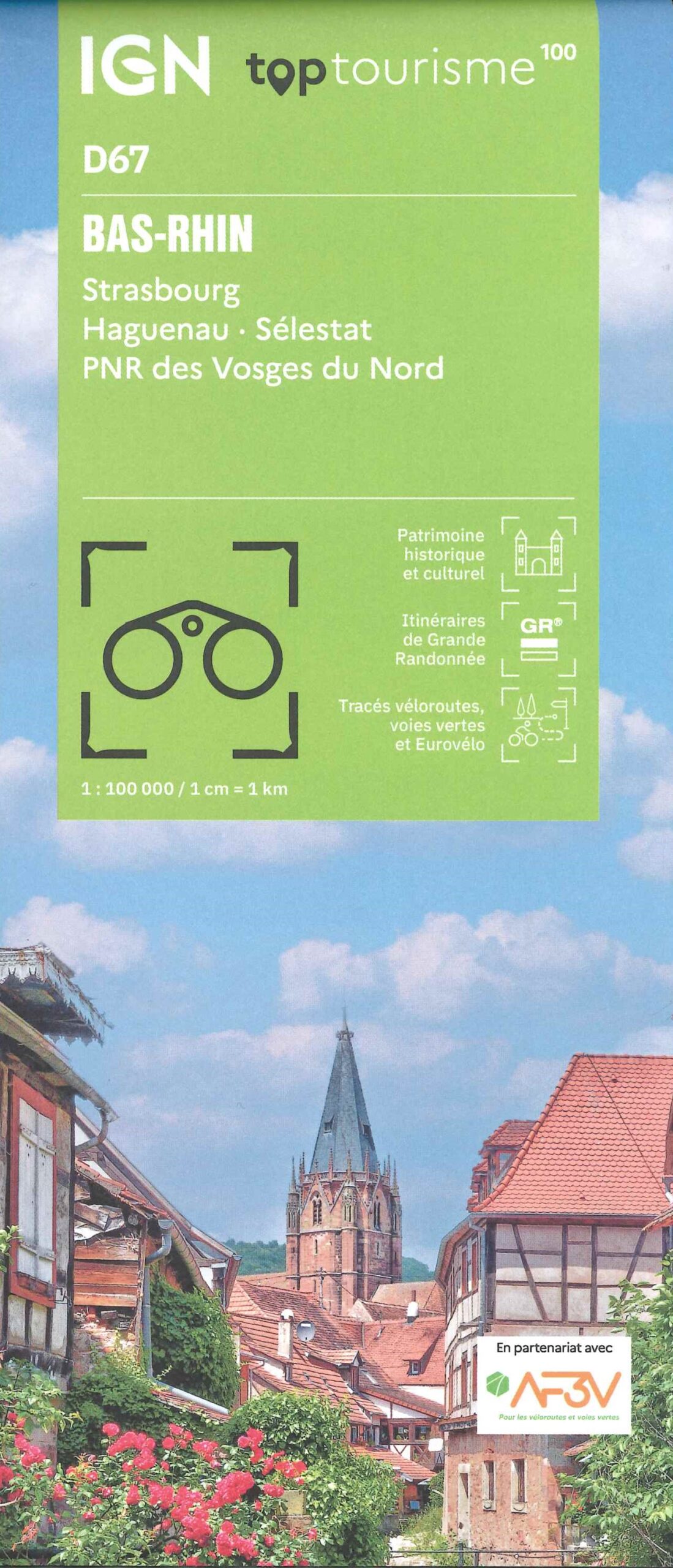 Carte Bas Rhin - Strasbourg, Haguenau, Sélestat, PNR des Vosges du Nord IGN TOP 100