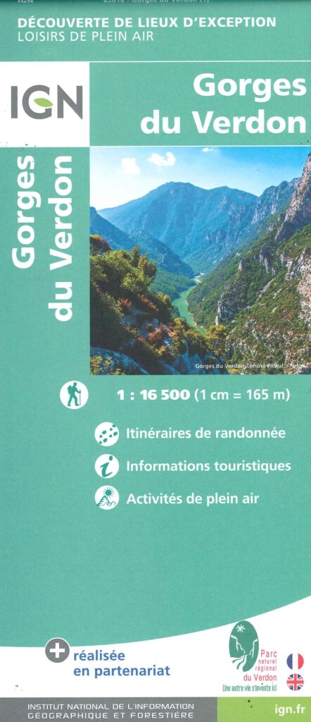 Randonnées pédestres dans les Gorges du Verdon - Carte IGN 1/16 500 - Tous niveaux