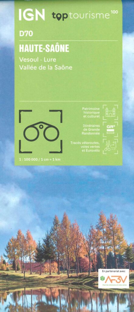 Carte IGN Haute-Saône, à pied et à vélo - TOP100 D70