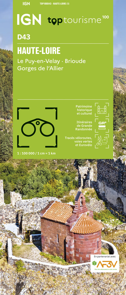 Carte Haute Loire - Le Puy en Velay, Brioude, Gorges de l'Allier IGN TOP 100