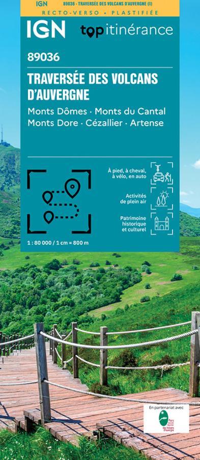 carte IGN Traversée des volcans d'Auvergne
